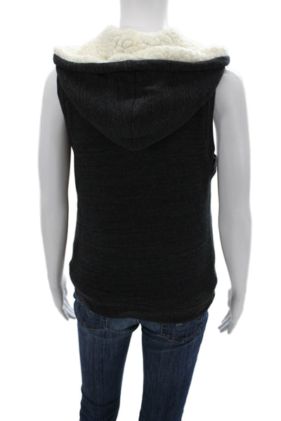 Splendid Women Sleeveless Dark Gray Zip Front Vest Solid Size S