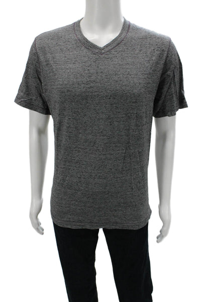 Robert Graham Mens T-Shirt Dark Gray V-Neck Short Sleeve Size L