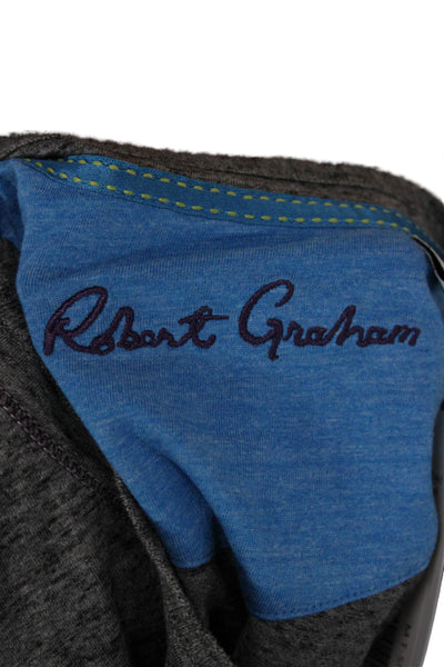 Robert Graham Mens T-Shirt Dark Gray V-Neck Short Sleeve Size L