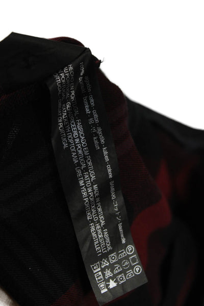 Zara Woman Womens Pea Coat Black Plaid Cotton Collared Long Sleeve Size S