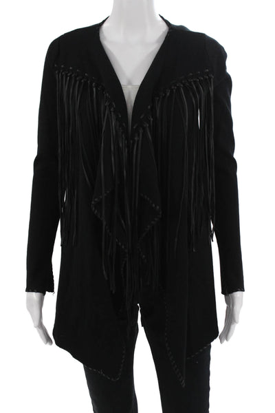 Zara Knit Womens Black Bohemian V-Neck Polyester Coatigan Long Sleeve Size S