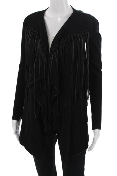 Zara Knit Womens Black Bohemian V-Neck Polyester Coatigan Long Sleeve Size S
