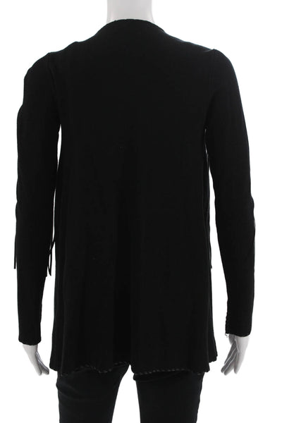Zara Knit Womens Black Bohemian V-Neck Polyester Coatigan Long Sleeve Size S