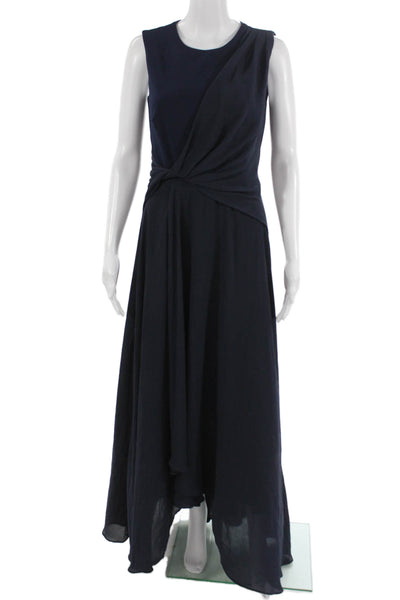 DKNY Women Maxi Dress Dark Blue Sleeveless Round Neck Zip Size 2