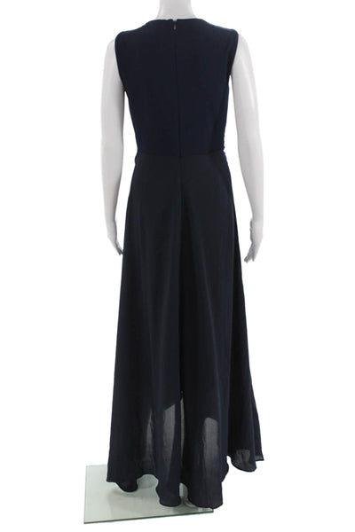 DKNY Women Maxi Dress Dark Blue Sleeveless Round Neck Zip Size 2