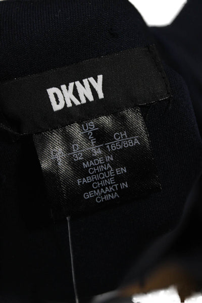 DKNY Women Maxi Dress Dark Blue Sleeveless Round Neck Zip Size 2