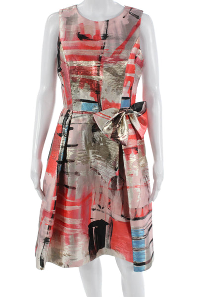 Rickie Freeman Teri Jon Women Fit & Flare Dress Black Graphic Print Size 2