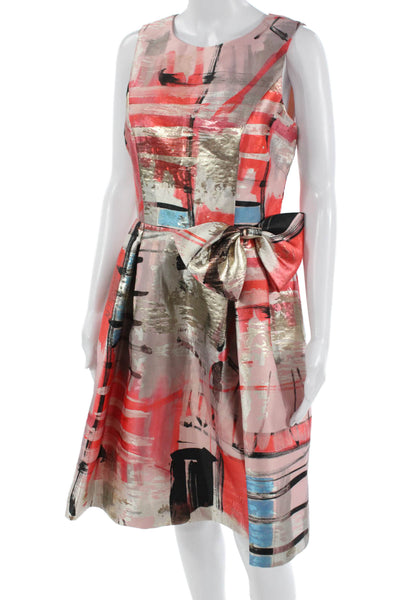 Rickie Freeman Teri Jon Women Fit & Flare Dress Black Graphic Print Size 2