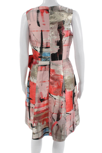 Rickie Freeman Teri Jon Women Fit & Flare Dress Black Graphic Print Size 2