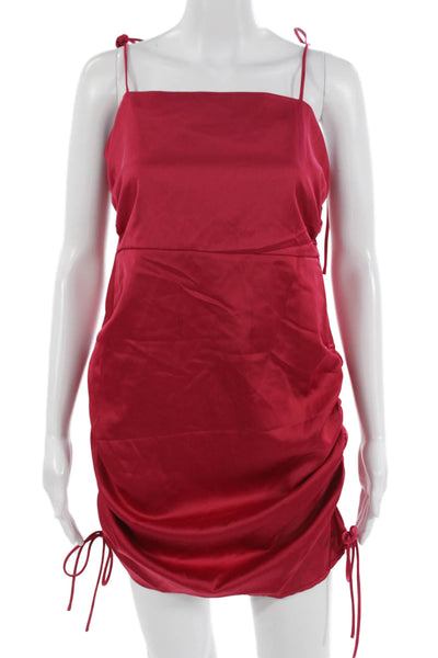 Nasty Gal Women Red 90s Slip Dress Long Square Neck Sleeveless Size 8