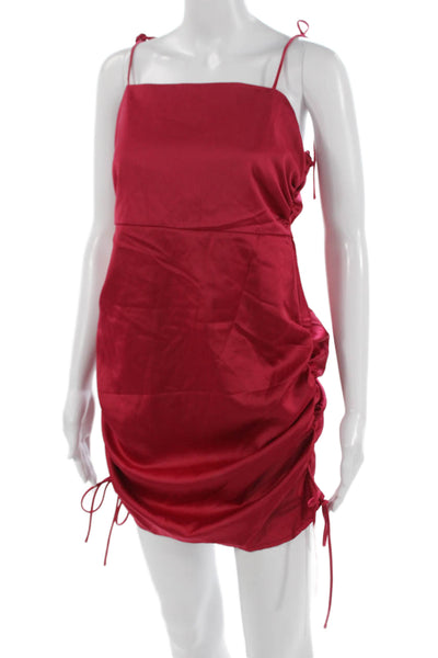 Nasty Gal Women Red 90s Slip Dress Long Square Neck Sleeveless Size 8
