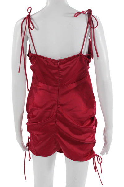 Nasty Gal Women Red 90s Slip Dress Long Square Neck Sleeveless Size 8