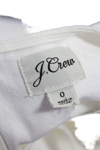 J Crew Women Shift Dress White Cotton Sleeveless Round Neck Button Size 0