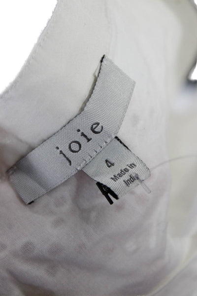 Joie Womens White Geometric Shirt Dress Mini Sleeveless Knee Size 4