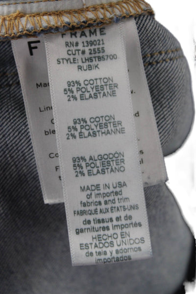 Frame Denim Womens Cropped Straight Jeans Blue Button Fly High Rise Size 25