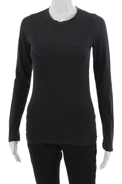Velvet by Graham & Spencer Women Black Long Sleeve Crew Neck T-Shirt Size XS