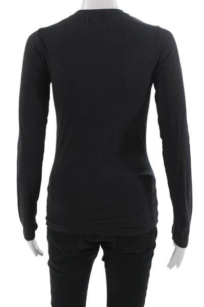 Velvet by Graham & Spencer Women Black Long Sleeve Crew Neck T-Shirt Size XS