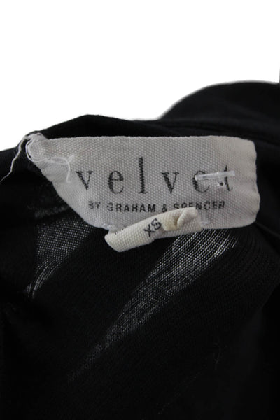 Velvet by Graham & Spencer Women Black Long Sleeve Crew Neck T-Shirt Size XS