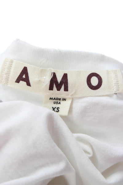Amo Womens Cropped Basic Cotton Crew Neck Sleeveless T-Shirt White Size XS