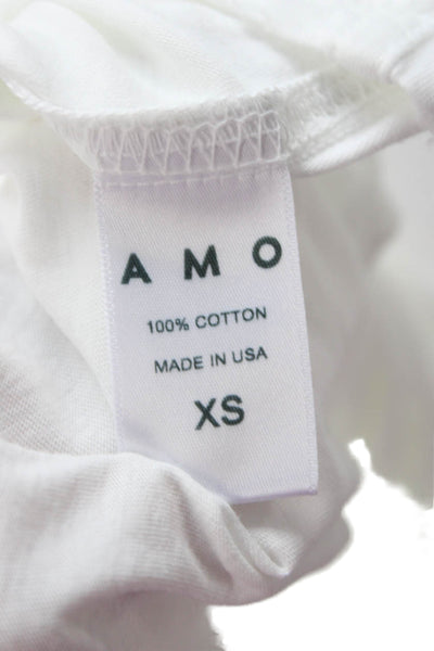 Amo Womens Cropped Basic Cotton Crew Neck Sleeveless T-Shirt White Size XS