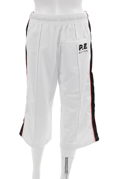 PE Nation Womens Drawstring Side Striped Pleated Active Pants White Size XS