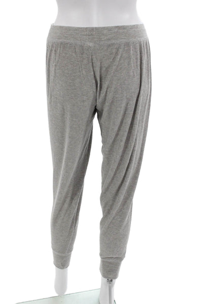 PJ Salvage Womens Ribbed Knit V-neck Long Sleeve Pajama Set Gray Size S