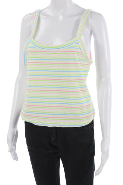 Guizio Womens 90s Striped Light Blue Sleeveless Camisole Round Neck Size XL