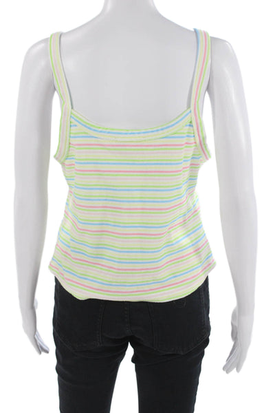Guizio Womens 90s Striped Light Blue Sleeveless Camisole Round Neck Size XL