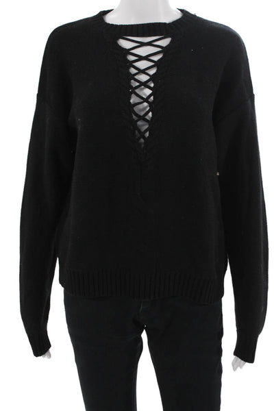 Do + Be Unisex Pullover Sweater Black Cotton Lace Up Gothic Size M