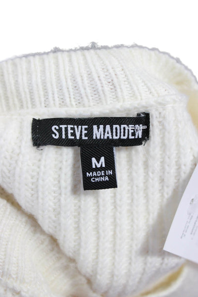 Steve Madden Unisex Pullover White Crewneck Short Sleeve Polyester Size M