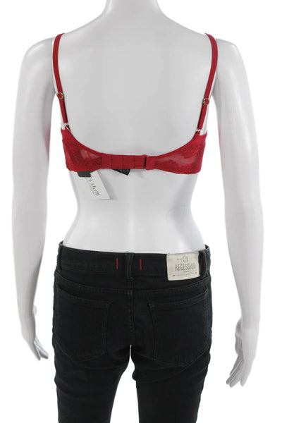 Natori Women's Adjustable Straps Lace Trim Full Coverage Bra Red Size 32D