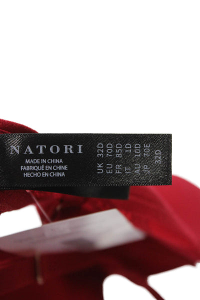 Natori Women's Adjustable Straps Lace Trim Full Coverage Bra Red Size 32D