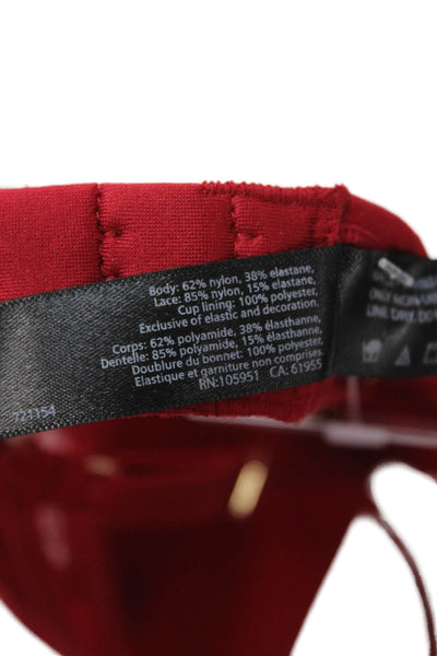 Natori Women's Adjustable Straps Lace Trim Full Coverage Bra Red Size 32D