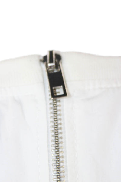Zara Women Basic White Cotton Crew Neck Button Long Sleeve Top Size S