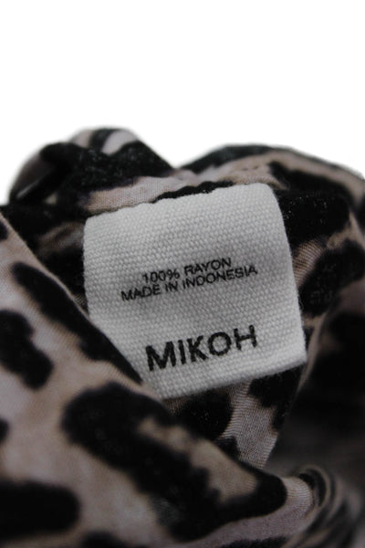 Mikoh Women Leopard Rayon Collared Long Sleeve Button Up Blouse Size 2