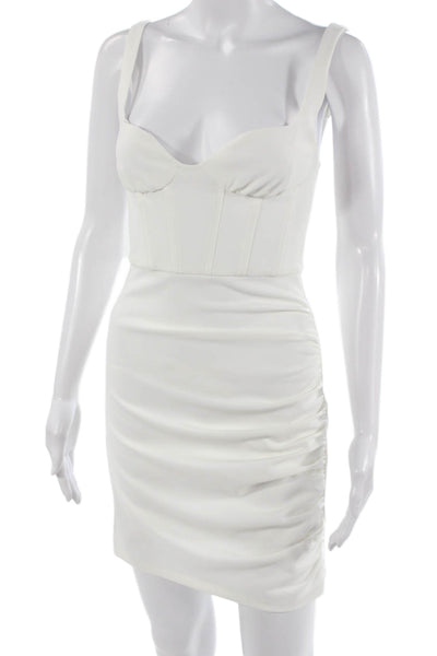 Zara Women Bodycon Mini Dress White Zip 100% Polyester Size S