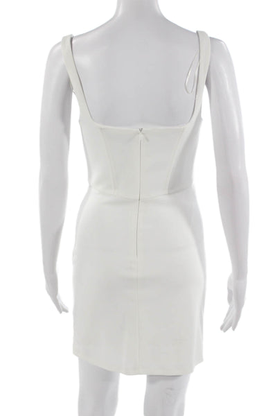Zara Women Bodycon Mini Dress White Zip 100% Polyester Size S
