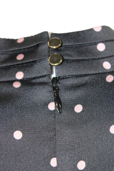 Keepsake Women Shift Dress Black Long Sleeve Mock Neck Polka Dot Button Size S