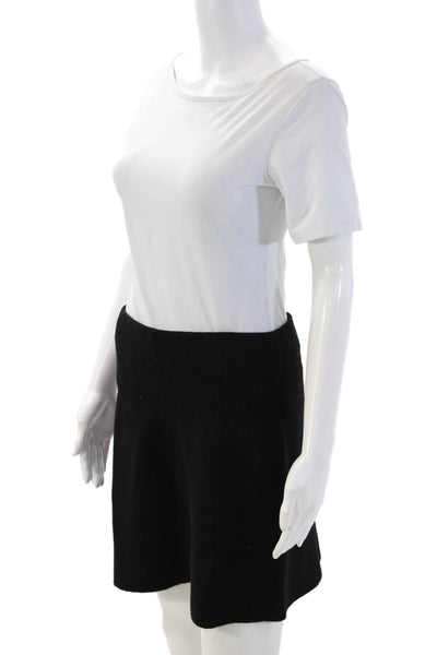 Zara Womens A-Line Mini Skirt Black Viscose Blend Size M