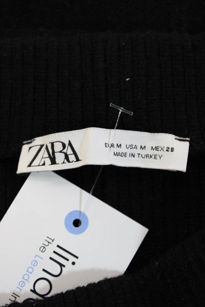 Zara Womens A-Line Mini Skirt Black Viscose Blend Size M