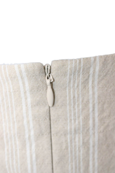 Zara Womens Striped One Shoulder Wrap Maxi Skirt Beige Cotton Sleeveless Size S