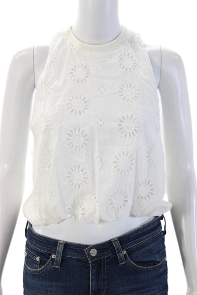 Zara Women Cropped Floral Cotton Crew Neck Sleeveless Tank Size M