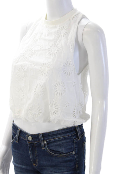 Zara Women Cropped Floral Cotton Crew Neck Sleeveless Tank Size M