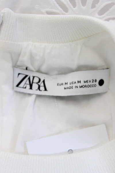 Zara Women Cropped Floral Cotton Crew Neck Sleeveless Tank Size M