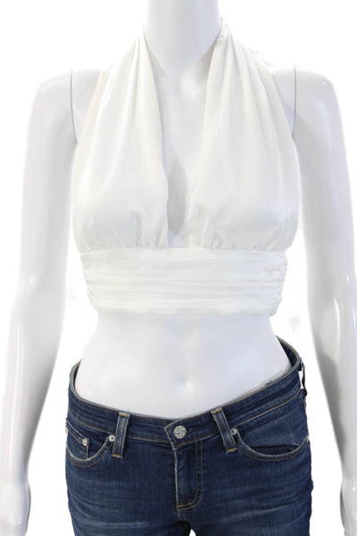 Zara Women Cropped Sleeveless Button Front White Top Size S