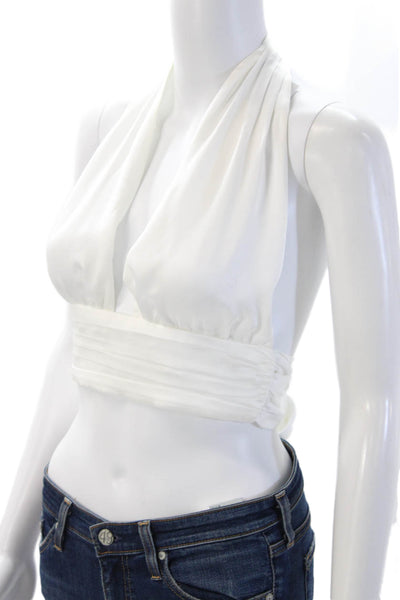 Zara Women Cropped Sleeveless Button Front White Top Size S