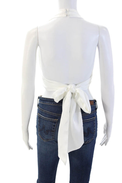 Zara Women Cropped Sleeveless Button Front White Top Size S