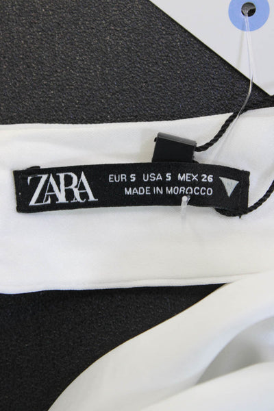 Zara Women Cropped Sleeveless Button Front White Top Size S