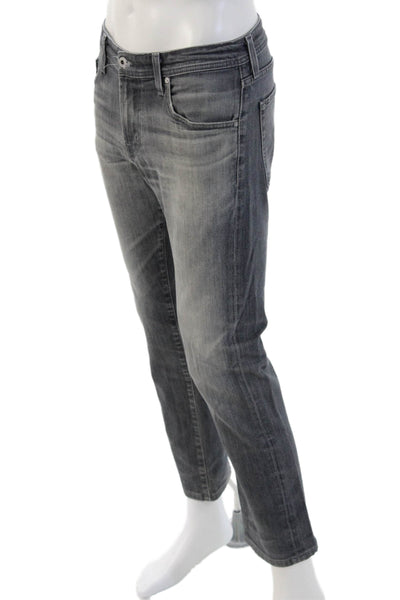 AG Adriano Goldschmied Mens Straight Cropped Gray Jeans Button Size 33