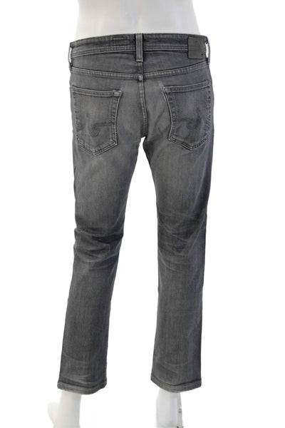 AG Adriano Goldschmied Mens Straight Cropped Gray Jeans Button Size 33